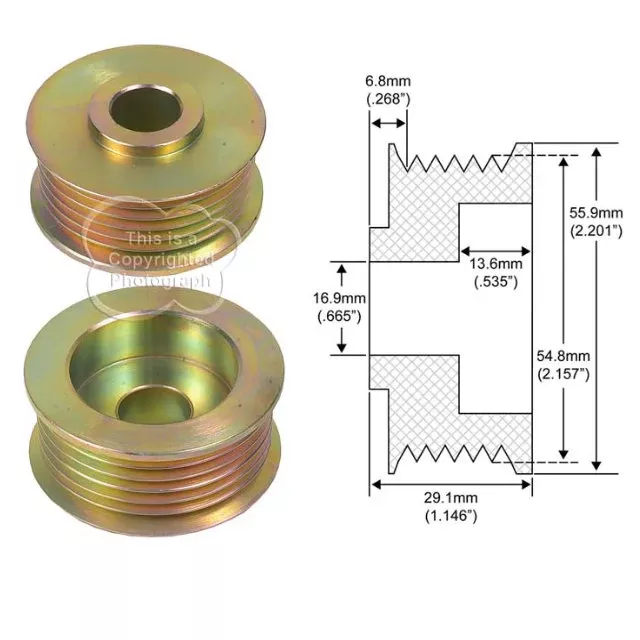 Alternator Pulley 6-Grooves, 16.9mm ID,55.9mm OD - 79401272