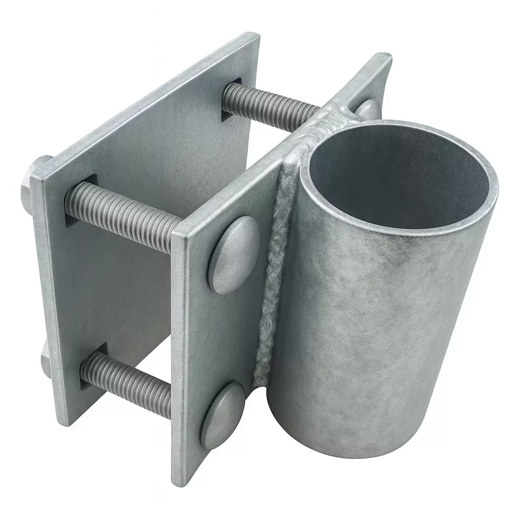 Dock Hardware 2″ Dock Pipe Holder Kit for Floating Docks – USA-Made Galvanized Steel Pipe Mount with 5″×5″ Backer Plate & Installation Hardware