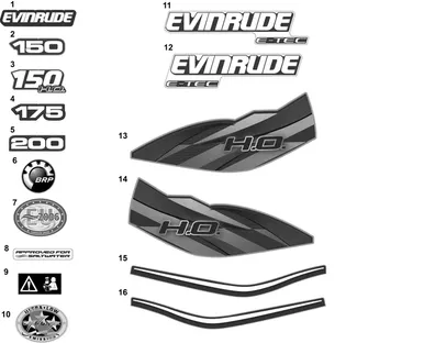 EVINRUDE-JOHNSON 215855 Evinrude E-Tec, Starboard - H.O. | Included With Engine Cover Assy.